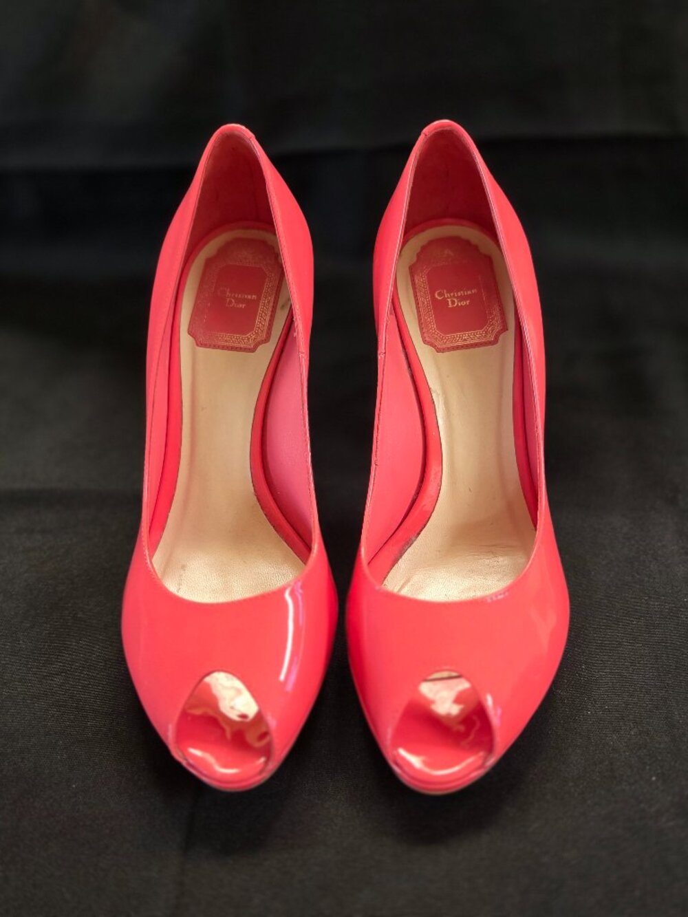 Pink Christian Dior Italian Platform Peep Toe Pumps